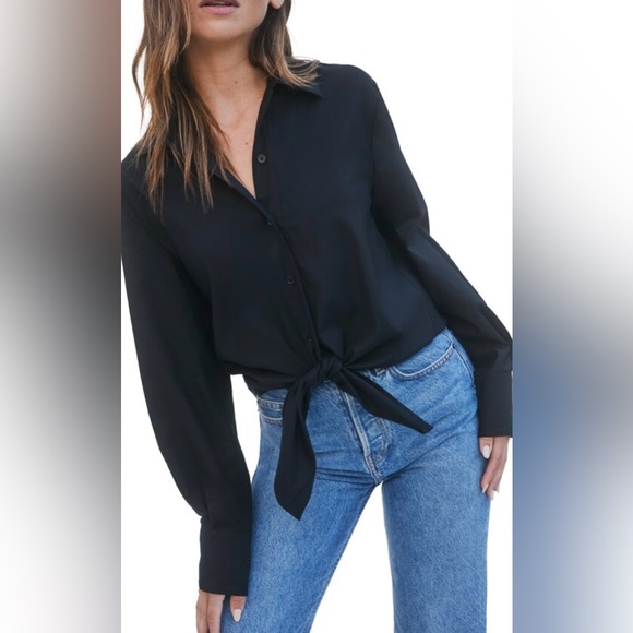 Reformation Hansen Tie Front Button-Up Women’s Shirt Size M. - Picture 3 of 11